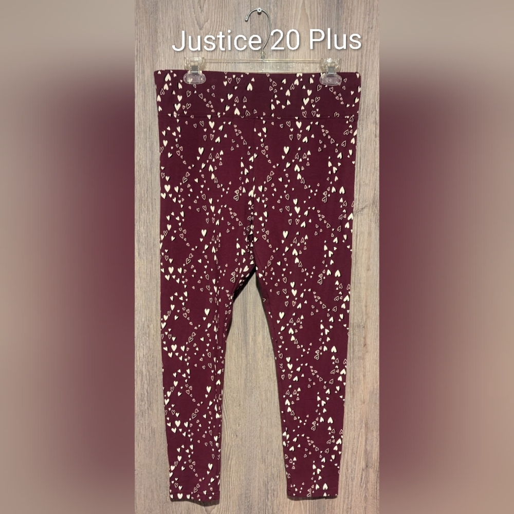 Justice Maroon Heart Pattern Leggings